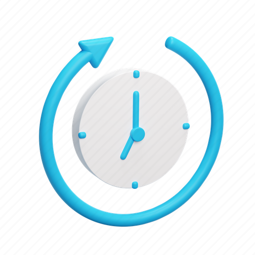 History, clockwise, replay, reminder, clock, time, waiting 3D illustration - Download on Iconfinder