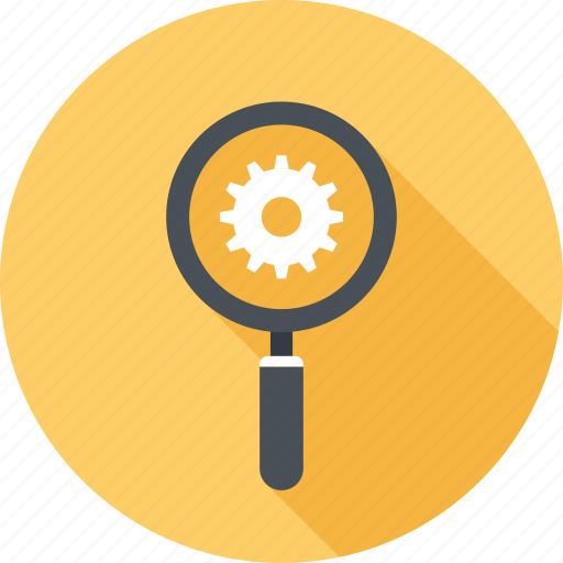 Cogwheel, explore, magnifier, optimization, search, seo, view icon - Download on Iconfinder