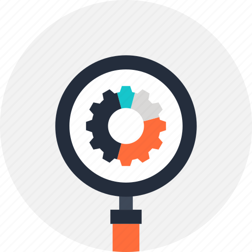 Cogwheel, magnifier, optimization, search, seo, explore, view icon - Download on Iconfinder