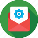 cog, email, email settings, email setup, message