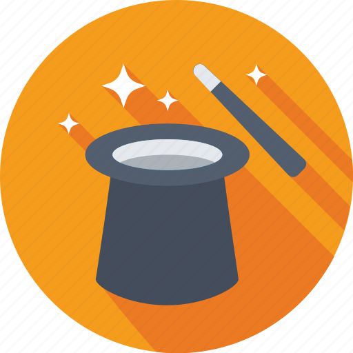 Hat, magic, magic trick, magician, wand icon - Download on Iconfinder