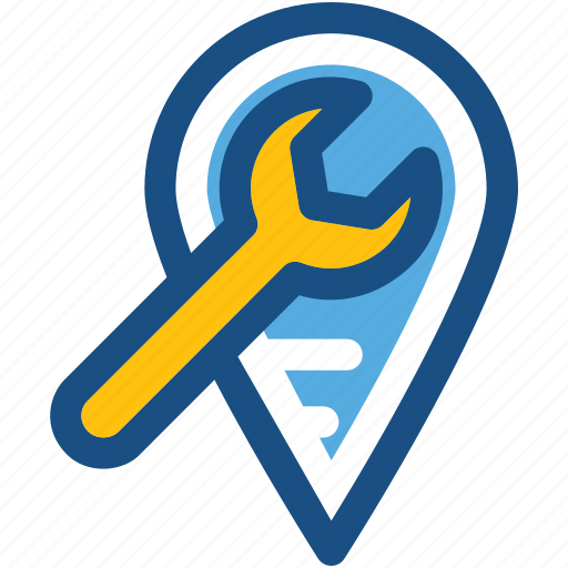 Location pointer, location setting, map marker, map setting, wrench icon - Download on Iconfinder