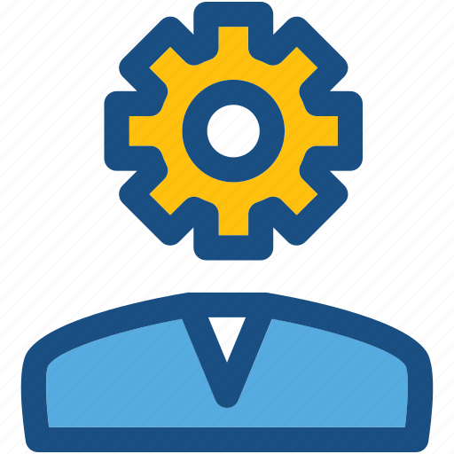 Cog, man, profile setting, thinking, user icon - Download on Iconfinder