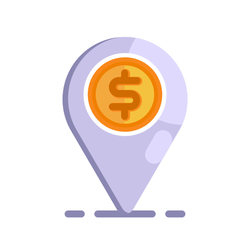 Business, cash, coin, finance, money, office, pin location icon - Free download