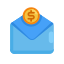 cash, chat, coin, currency, mail, message, money 