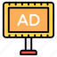 ad board, advertisement, advertisement board, billboard, board, hoarding, roadboard 