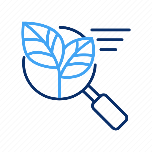 Organic, magnifying, magnifying glass and leaves, search, organic reach icon - Download on Iconfinder