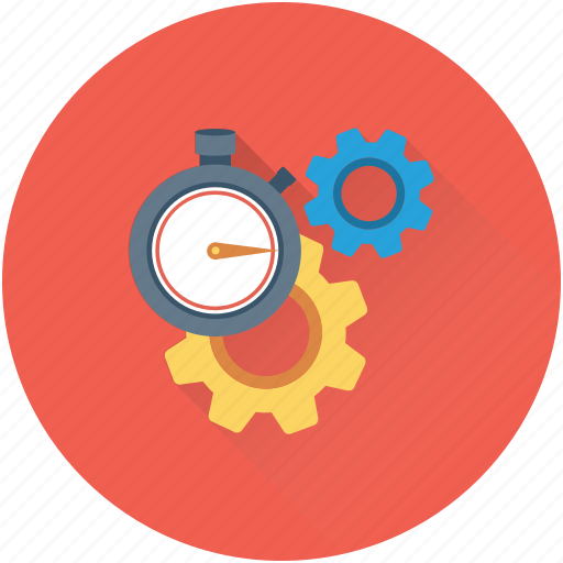 Cogs, gears, optimization, processing, stopwatch icon - Download on Iconfinder