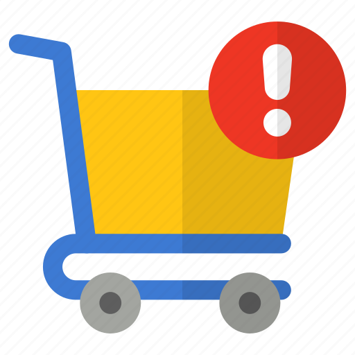 Trolley, warning, alert, notification, shop, shopping, commerce icon - Download on Iconfinder