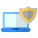 antivirus, shield, laptop, computer, guard, security, safety, data, internet