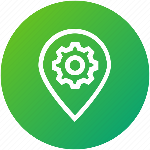 Gear, location, pin, pointer, seo, setting icon - Download on Iconfinder
