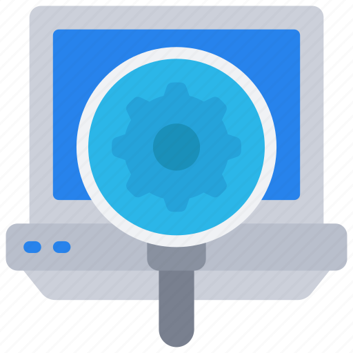 Cog, cogwheel, glass, laptop, magnifying, seo icon - Download on Iconfinder