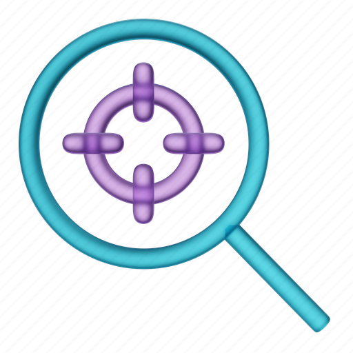 Search, target, render, magnifying glass, zoom, goal, aim 3D illustration - Download on Iconfinder