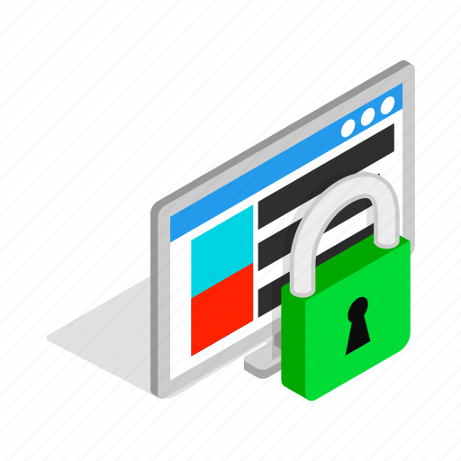 Computer, data, file, isometric, lock, padlock, security icon - Download on Iconfinder