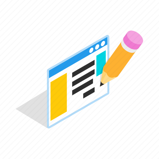 Computer, document, file, isometric, page, paper, pencil icon - Download on Iconfinder