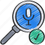 friendly, glass, magnifying, microphone, search, voice 