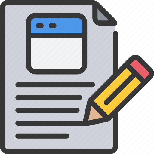 Browser, content, edit, pencil, text, writing icon - Download on Iconfinder