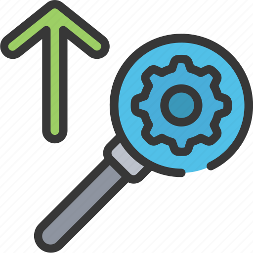 Cog, cogwheel, glass, magnifying, seo, submission icon - Download on Iconfinder