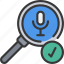 friendly, glass, magnifying, microphone, search, voice 