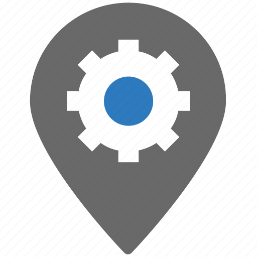 Gear, gps, location, pin, seo, settings icon - Download on Iconfinder