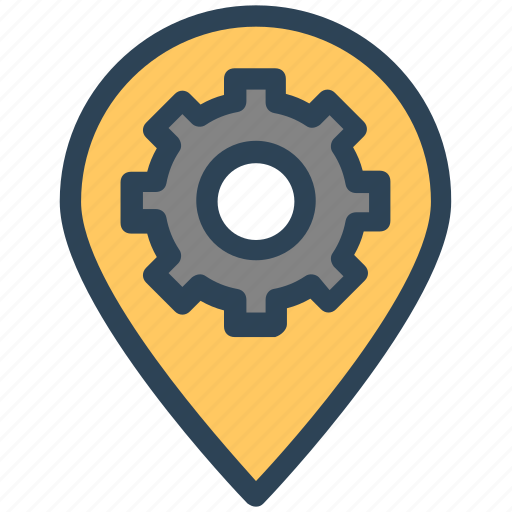 Gear, gps, location, pin, seo, settings icon - Download on Iconfinder