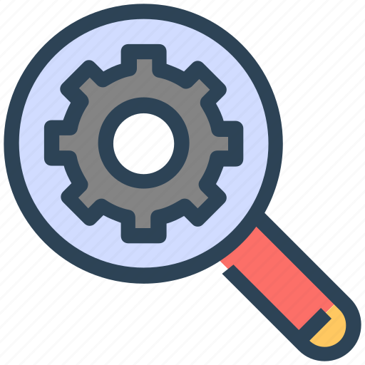 Configuration, gear, magnify glass, options, search, seo icon - Download on Iconfinder