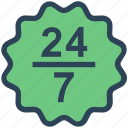 24/7, badge, label, seo, service, support, tag