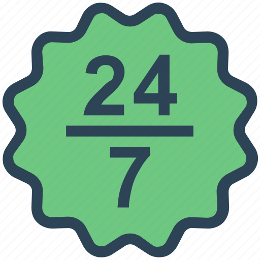 24/7, badge, label, seo, service, support, tag icon - Download on Iconfinder