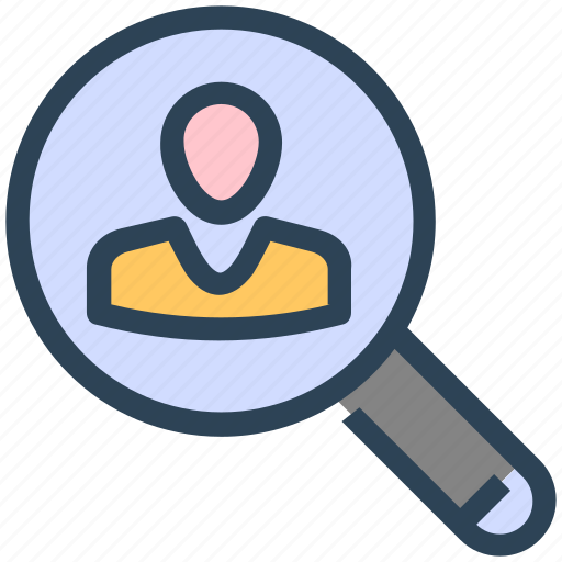 Account, human resources, magnify glass, search, seo icon - Download on Iconfinder