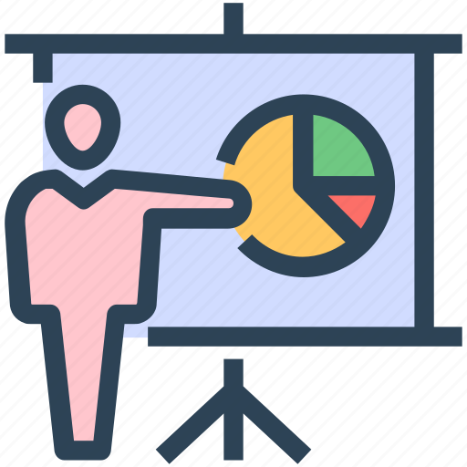 Lecture, manager, pie chart, presentation, seo, training icon - Download on Iconfinder