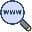 find, magnify glass, research, seo, url, website