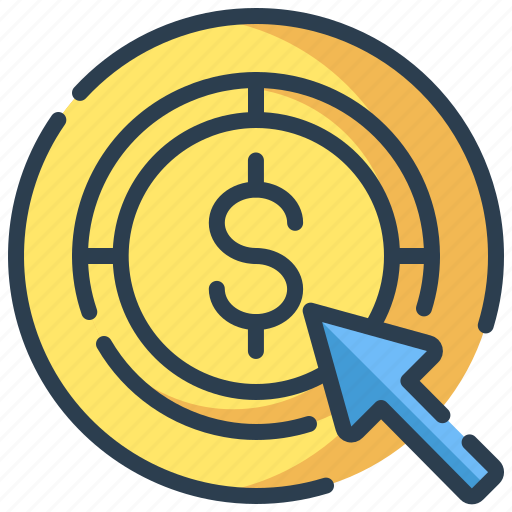 Pay per click, cost per click, ppc, money, cursor, coin, online marketing icon - Download on Iconfinder