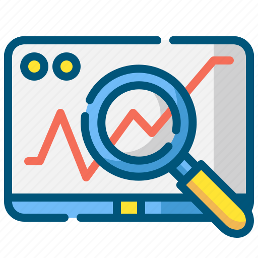 Monitoring, graph, chart, analytics, analysis, growth, magnifier icon - Download on Iconfinder