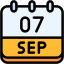 calendar, september, seven, date, monthly, time, and, month, schedule 
