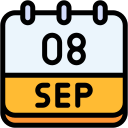 calendar, september, eight, date, monthly, time, and, month, schedule