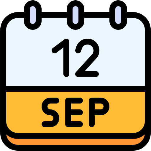Calendar, september, twelve, date, monthly, time, and icon - Free download