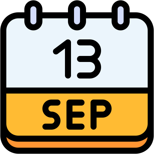 Calendar, september, thirteen, date, monthly, time, and icon - Free download