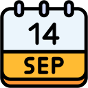 calendar, september, fourteen, date, monthly, time, and, month, schedule