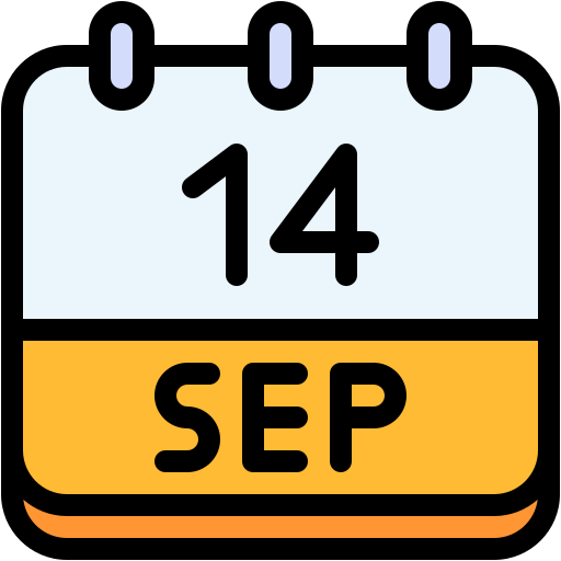 Calendar, september, fourteen, date, monthly, time, and icon - Free download
