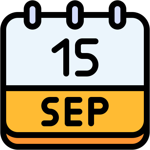 Calendar, september, fifteen, date, monthly, time, and icon - Free download