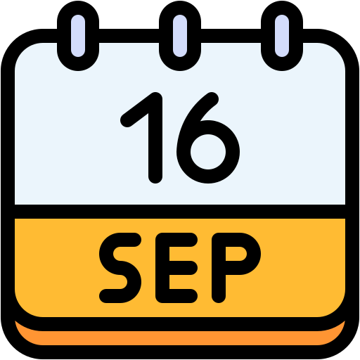 Calendar, september, sixteen, date, monthly, time, and icon - Free download