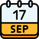 calendar, september, seventeen, date, monthly, time, and, month, schedule