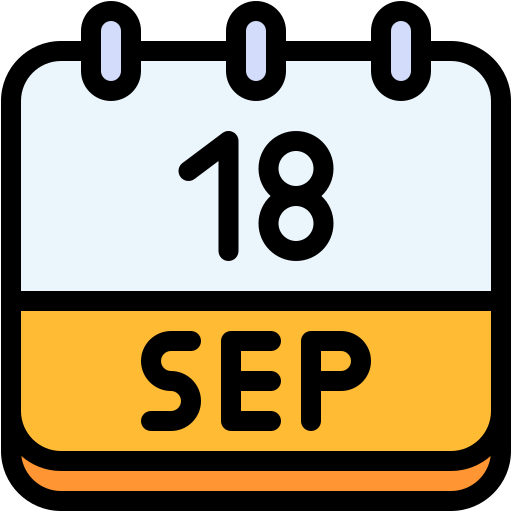 Calendar, september, eighteen, date, monthly, time, and icon - Free download