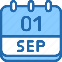 calendar, september, one, 1, date, monthly, time, month, schedule