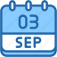 calendar, september, three, 3, date, monthly, time, and, month, schedule 