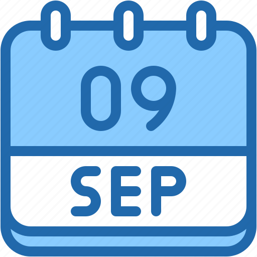 Calendar, september, nine, date, monthly, time, and icon - Download on Iconfinder