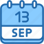 calendar, september, thirteen, date, monthly, time, and, month, schedule 