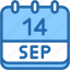 calendar, september, fourteen, date, monthly, time, and, month, schedule 