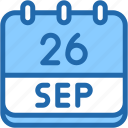 calendar, september, twenty, six, date, monthly, time, month, schedule