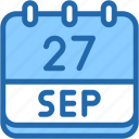 calendar, september, twenty, seven, date, monthly, time, month, schedule
